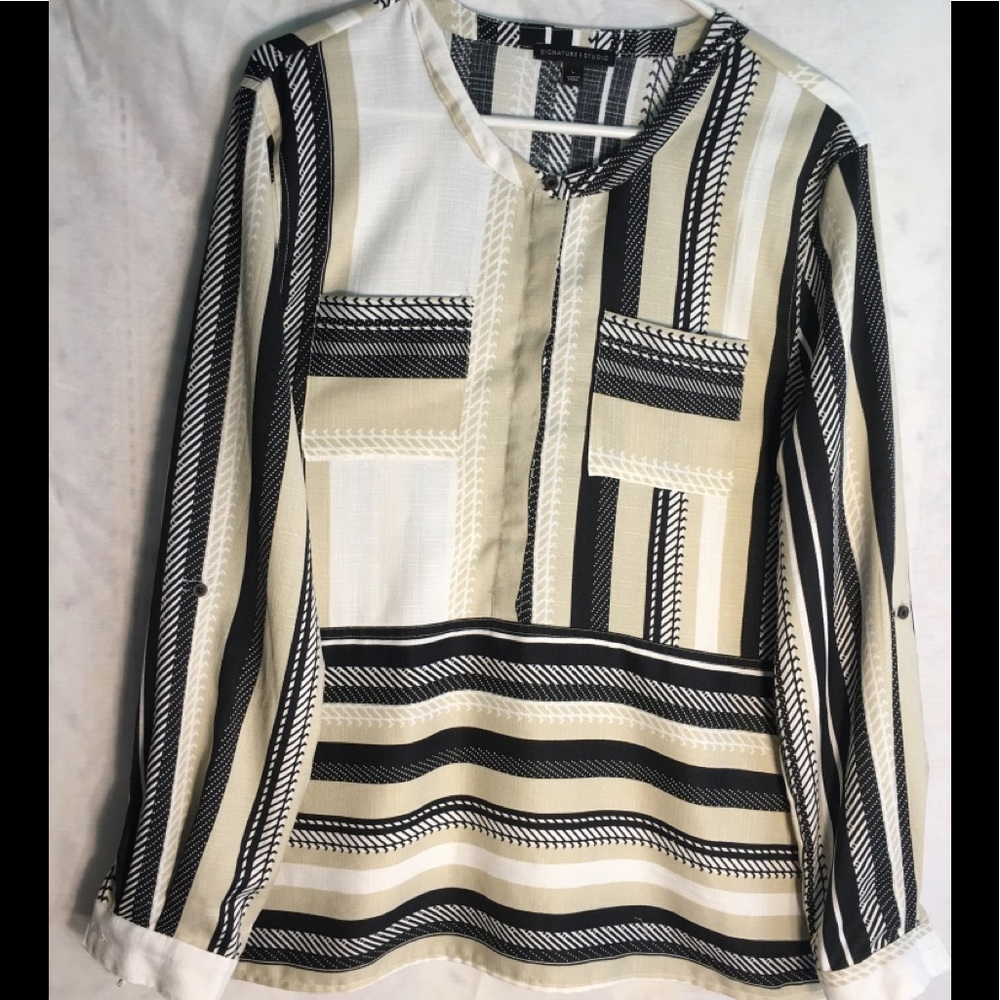 Signature Studio Roll Tab Sleeves Tunic L